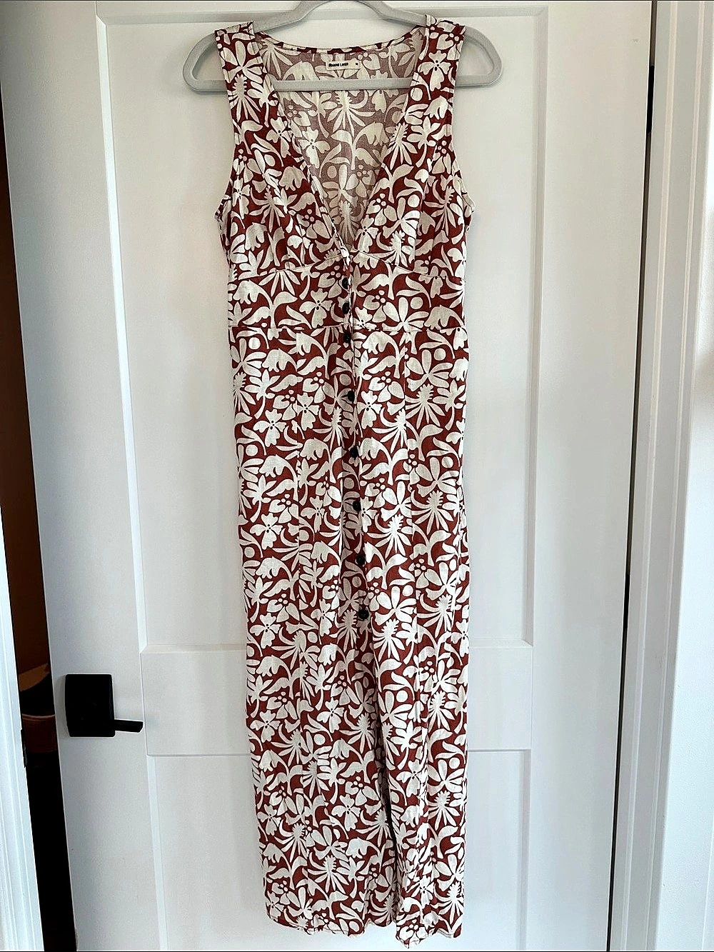 Marine Layer Camila Midi Dress Floral Maxi Red & Cream Medium